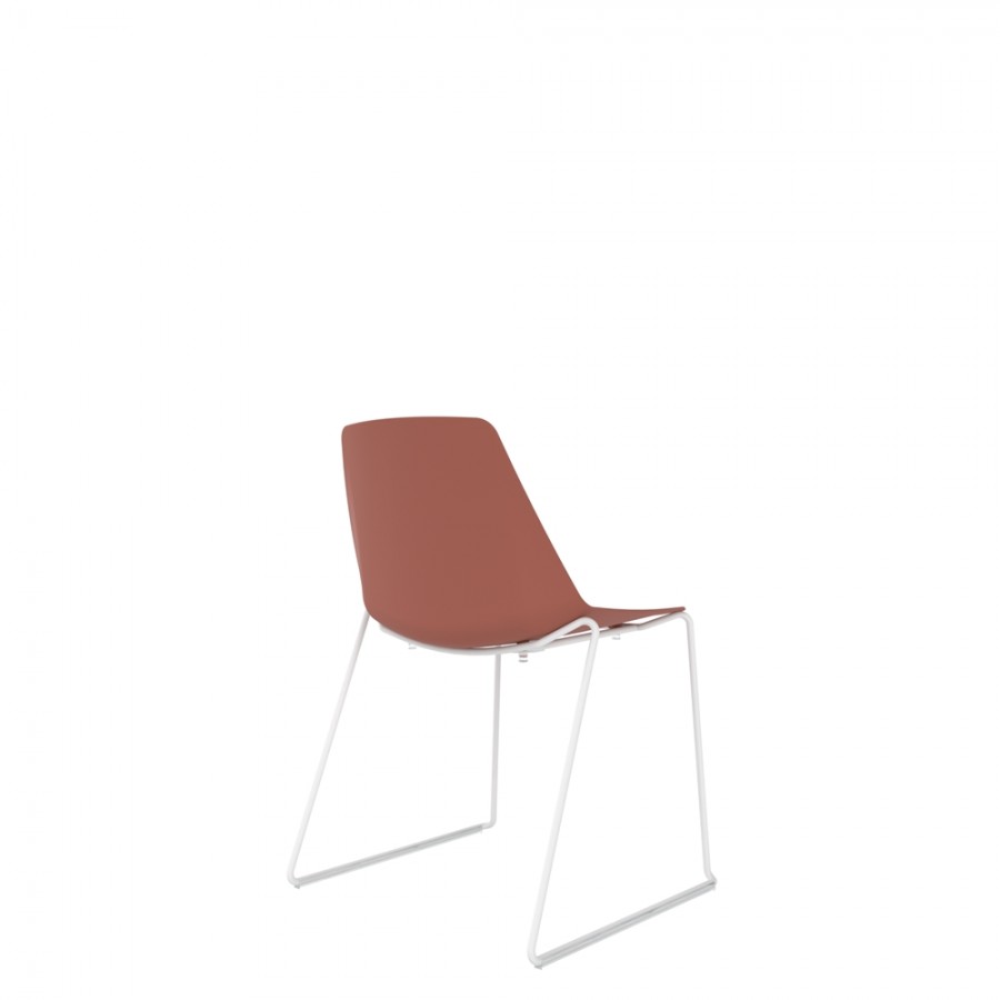 Polypropylene Shell Chair White Steel Skid Frame